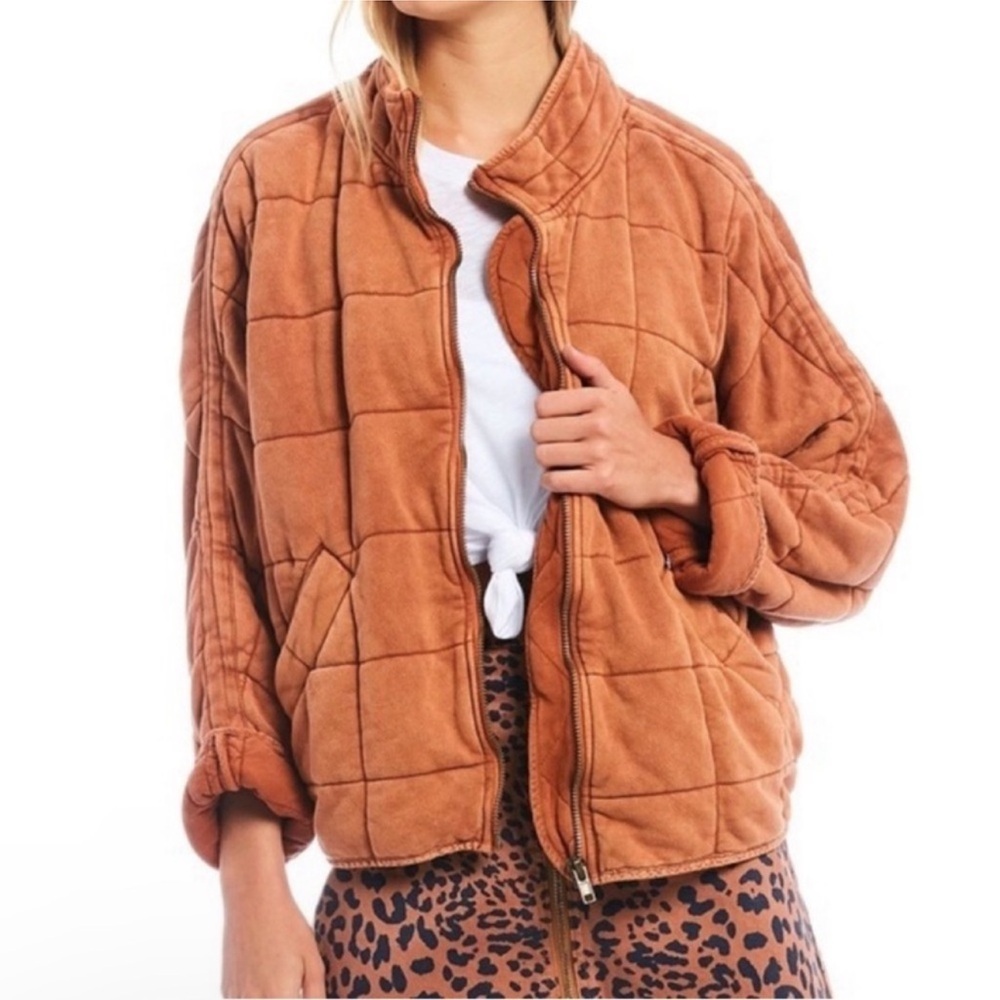 Burnt orange free people dolman quilted jacket